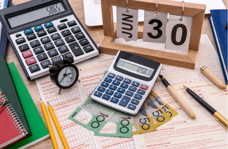 Calculators, tax forms and Australian cash at tax time